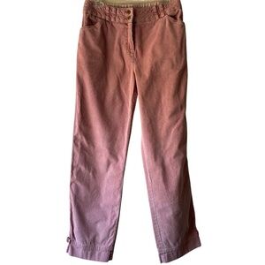 Garnet Hill Dusty Rose Pink High Waist Ribbed Cotton Corduroy Cuffed Pants SZ 8